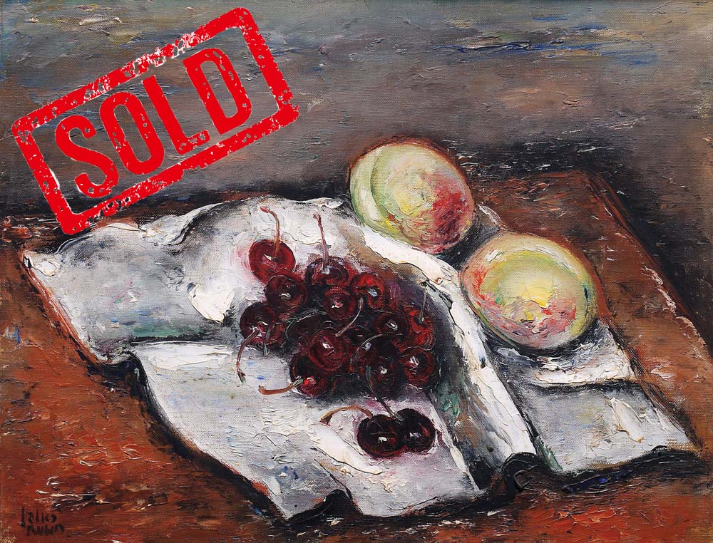 “Still Life with Cherries and Peaches” by Reuven Rubin