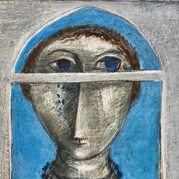 Yosl Bergner , Girl at the window, oil Painting, Gallery in Jerusalem, Kings Gallery, Fine art.