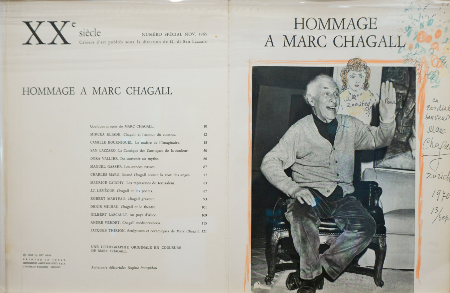 marc chagall - Tree sketch on a hommage book - Kings Gallery -Jerusalem - International art - Fine Art.