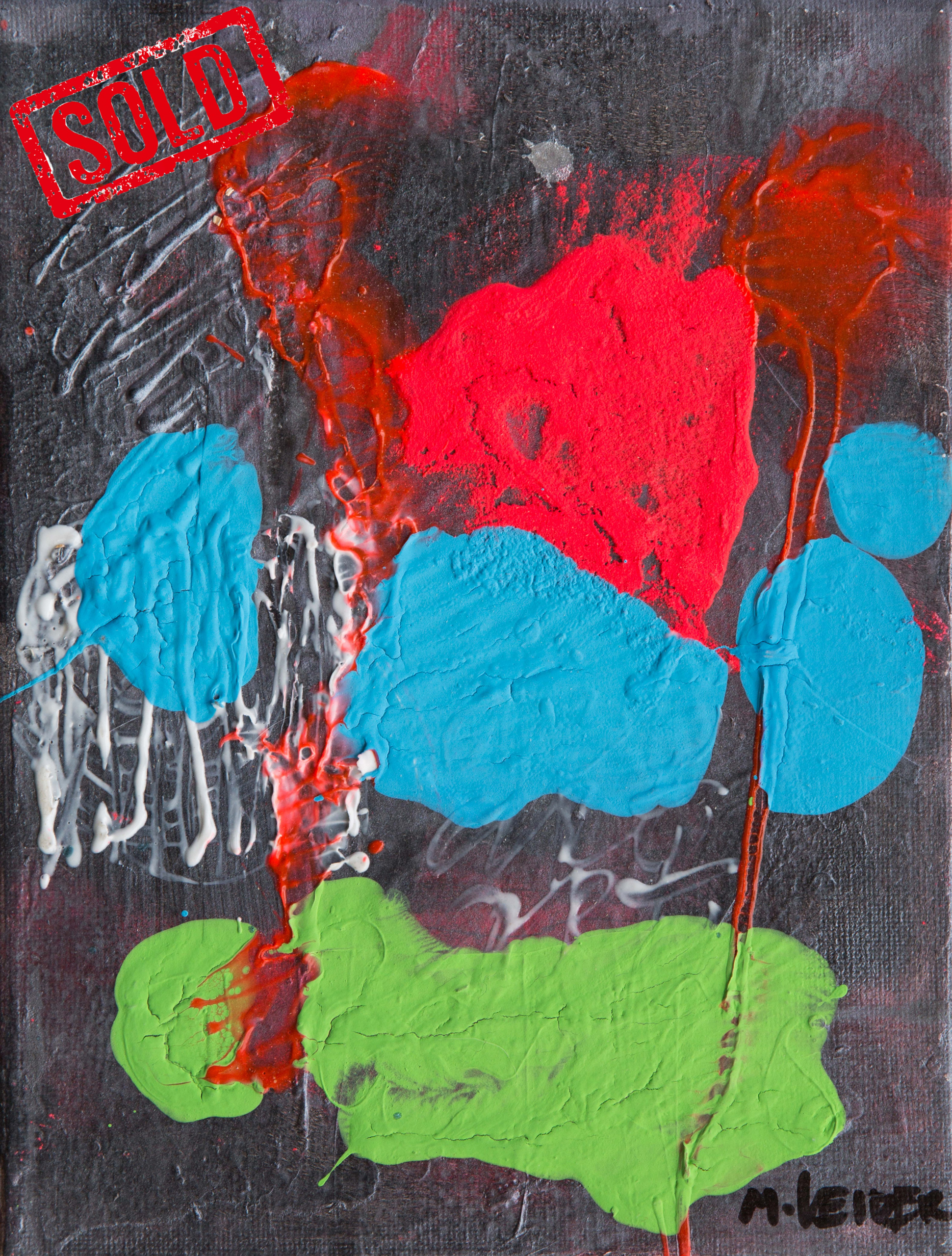 “Abstract with red and blue” by Moshe Leider