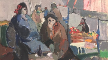 Itzhak Tarkay - Women in the market - Kings galley - Gallery in Jerusalem -Israeli artist.