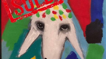 Menashe Kadishman - Colorful sheep head - Oil on canvas - 30x30 cm copy
