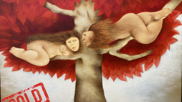 Tilsa Tsuchiya - Lion on the tree - Oil on canvas - - Kings gallery - Jerusalem - International art - International artist.