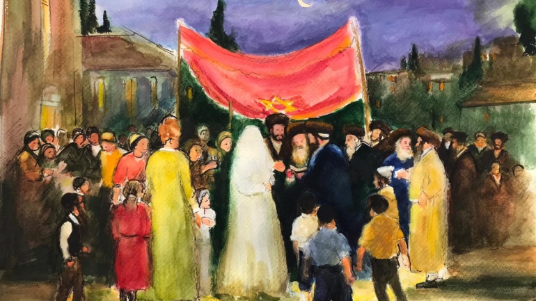Zvi Malnovitzer - Jewish wedding - Kings Gallery - Fine art - Jerusalem - art - Israeli artist - jewish art.