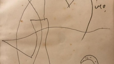 Juan Miro - Signature au croissant de lune - Ballpointpen on paper - 17x13 cm