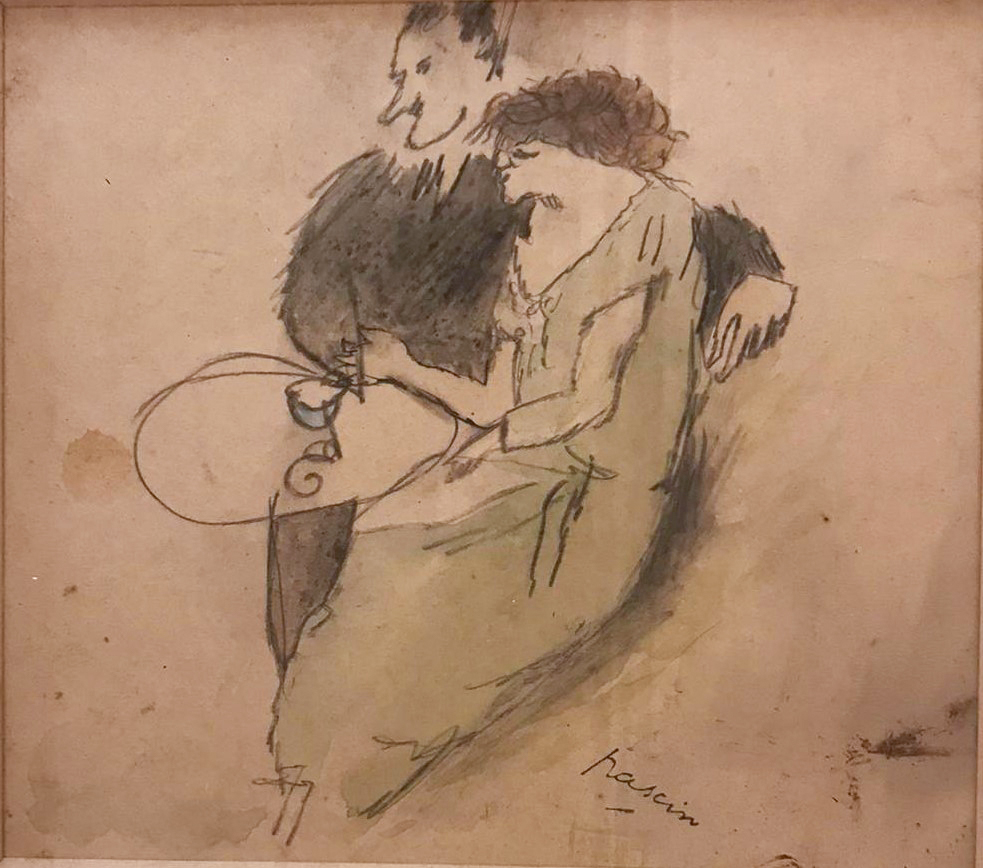 Jules Pascin - Couple - Pencil and watercolor on paper - 15x17 cm