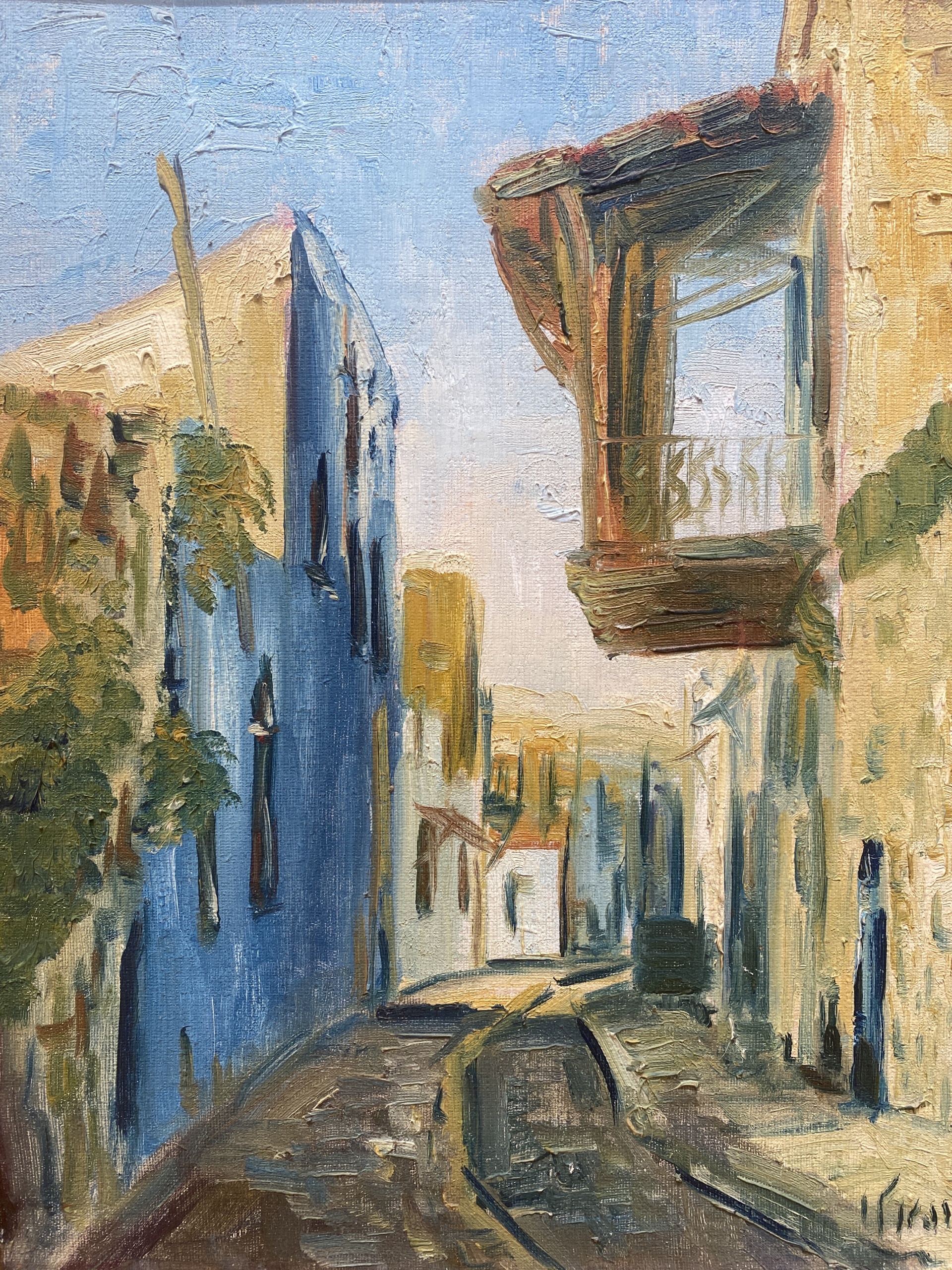 Zvi Raphaeli - Street view - Oil on canvas - 46 x 37 cm