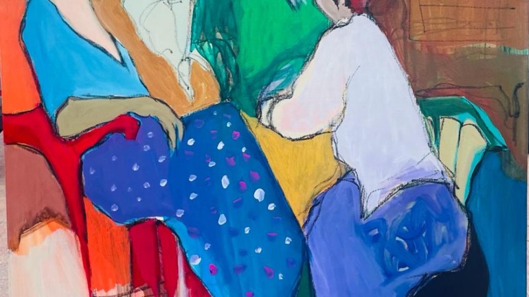 Itzhak Tarkay - Women in conversation - Oil on canvas - 100x80 cm
