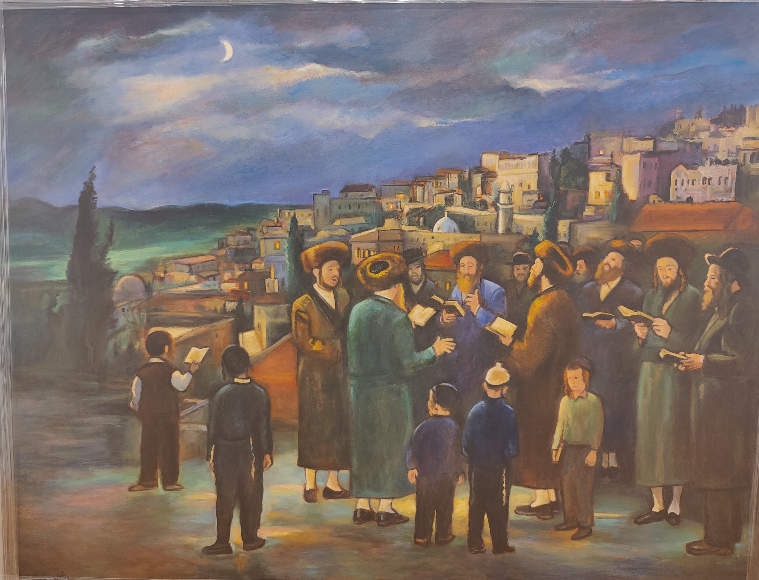 Zvi Malnovitzer - Kiddush Levana in Safed - Oil on Canvas - 138 x 184 cm