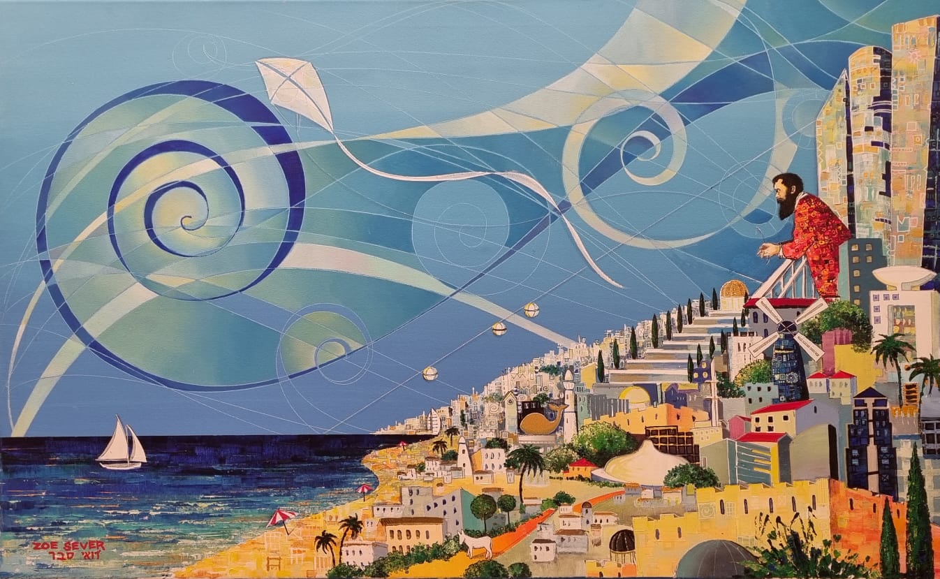 Zoe Sever - Herzl in Tel Aviv - Oil and acrylic on canvas - 80 x 130 cm
