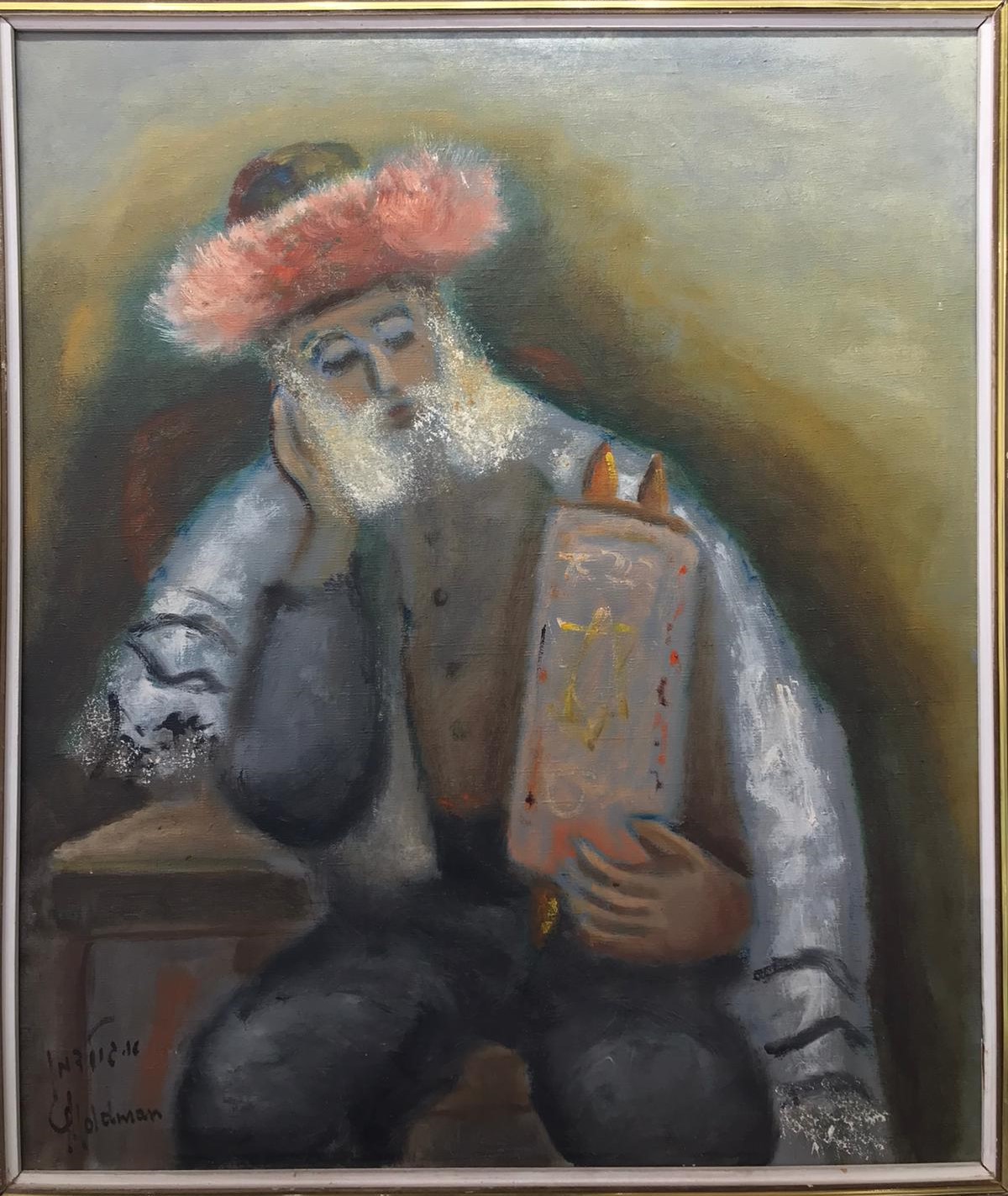 Albert Goldman - Rabbi - Oil on canvas - 65x55 cm