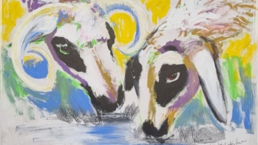 Menashe Kadishman - Two Goats - Acrylic on canvas - 120X160 cm