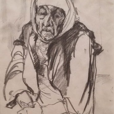 Anna Ticho - Old woman - Charcoal on paper - 27x22 cm