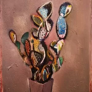Karim Abu Shakra Cactus On Purple Oil On Canvas 140x100 Cm Fix