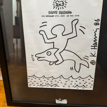 Keith Haring - Man on a dolphin1 - 27 x 21 cm - Black marker on paper