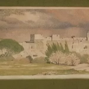 Shmuel Haruvi " Jerusalem Old City" - watercolor - 9,5 x 18 cm.