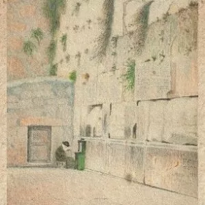Shmuel Haruvi "Western Wall" - watercolor - 11,5 x 9,7 cm