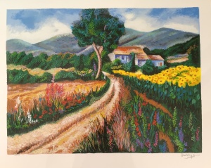 Heddy-Kun-Landscape-with-a-house-lithography-36-x-46-cm