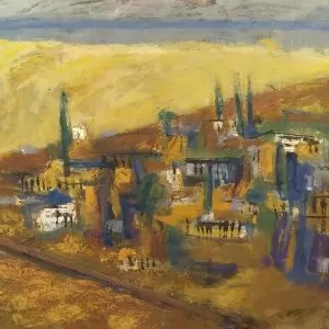 Marcel Janco Village 1951 Oil On Cardboard 50 X 70 Cm Front