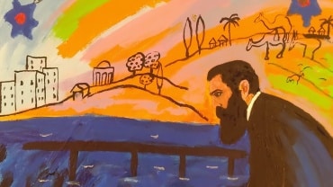 Menashe-Kadishman-Herzl-oil-on-canvas-80-x-60-cm-