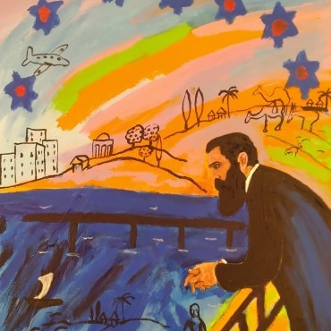 Menashe-Kadishman-Herzl-oil-on-canvas-80-x-60-cm-