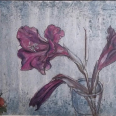 Mordechai-Moreh-Flowers-and-Butterfly-1985-pastel-on-paper-27-X-365