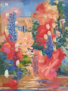 Raanan-Yoram-House-among-Flowers-oil-on-canvas-70-x-54-cm