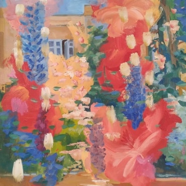 Raanan-Yoram-House-among-Flowers-oil-on-canvas-70-x-54-cm