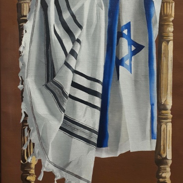 Yaakov-Feldman-Talith-and-Flag-oil-on-canvas-60-x-50-cm
