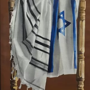 Yaakov-Feldman-Talith-and-Flag-oil-on-canvas-60-x-50-cm