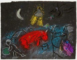 Marc-Chagall-Le-Village-Noir-mixed-media-25-x-32.5-cm