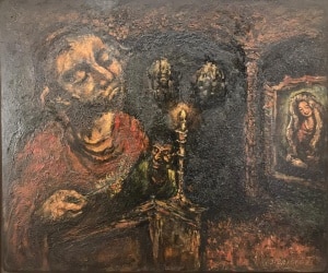 Yosl-Bergner-Candel-lighting-Oil-on-board-38x46-