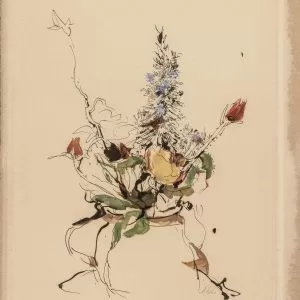 Anna-Ticho-The-flower-Vase-Ink-and-Watercolor-on-paper-42.5-x-35-cm