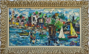 Yaskil-Amos-Ships-Dance-in-Tiberias-oil-on-canvas-40-x-75