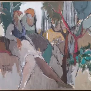 Itzhak-Tarkay-Women-and-Landscape-1987-acryl-on-cardboard-79-x-119-cm