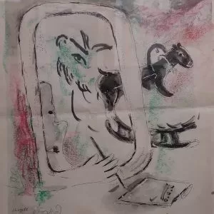 Marc-Chagall-Black-Horse-mixed-media-on-paper-30-x-23-cms.j